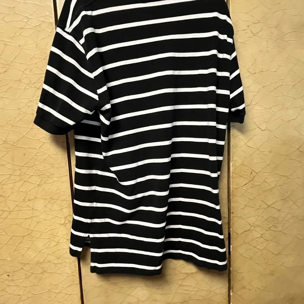 Ralph Lauren Black and White Striped Polo Shirt large - Picture 3 of 3